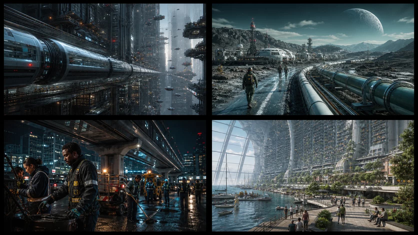 A dense city redistributes movement away from roads.