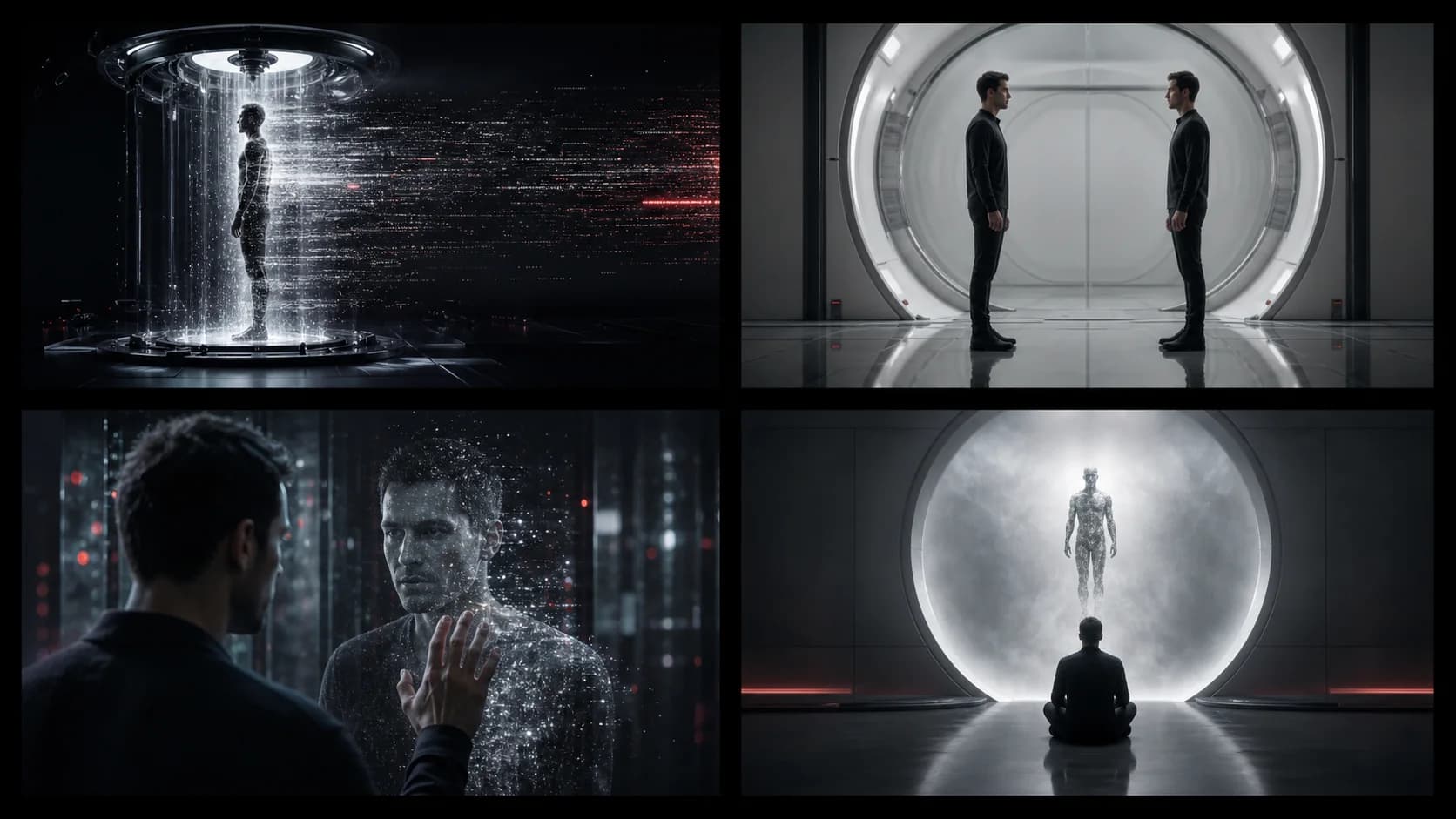 Two figures are separated by a controlled scanning plane.