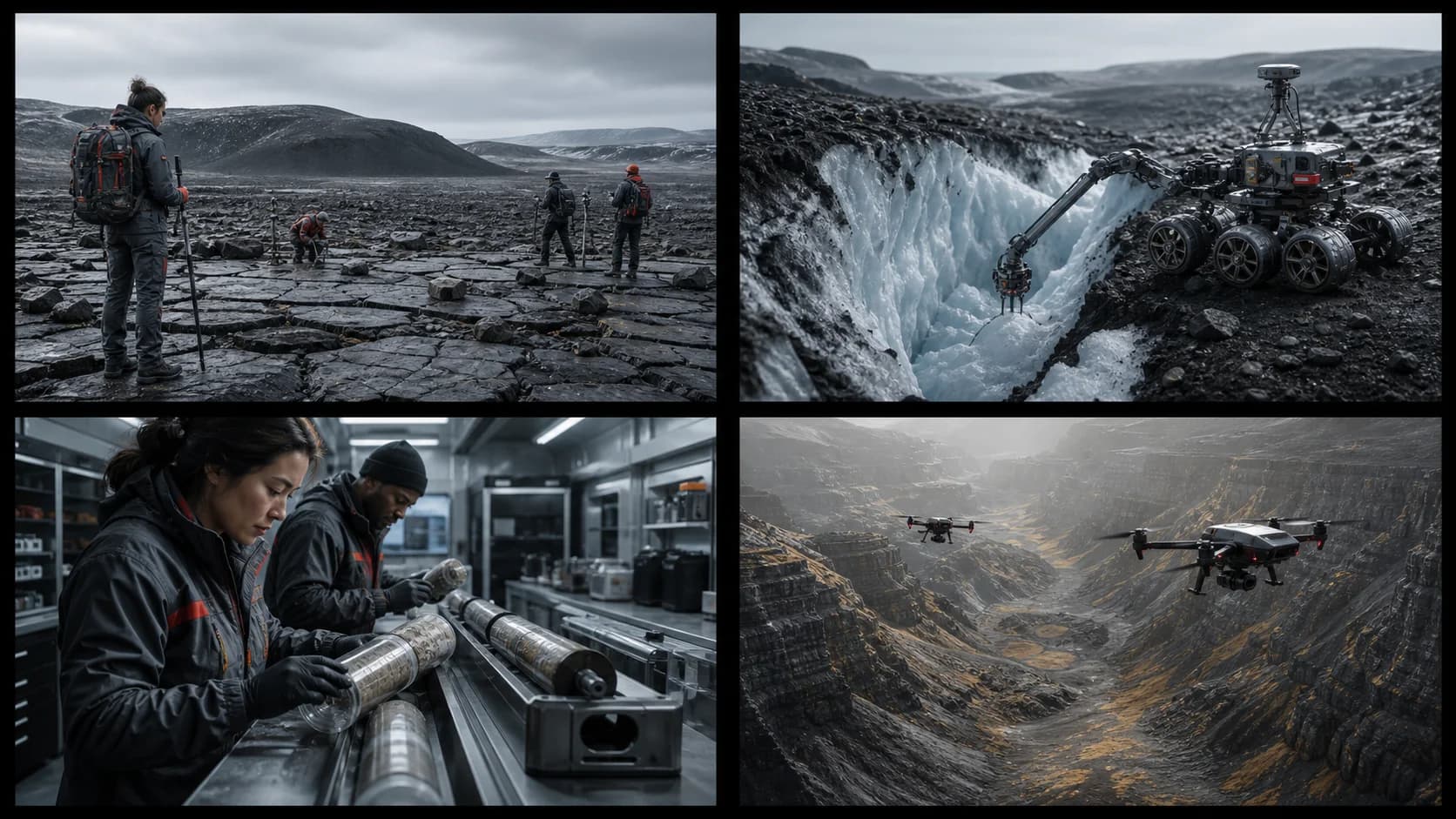 A robotic sampler approaches terrain too dangerous for a person.